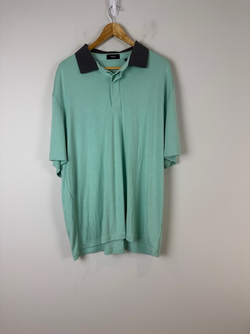 Theory Light Green Polo with Black Collar Size XXL